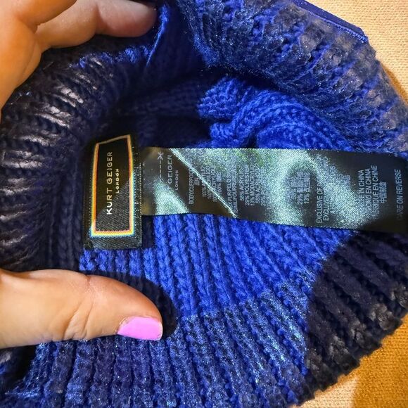 NEW Kurt Geiger Royal Blue Knit Beanie main image 6